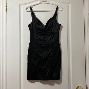 Urban Behavior Black satin low cut dress